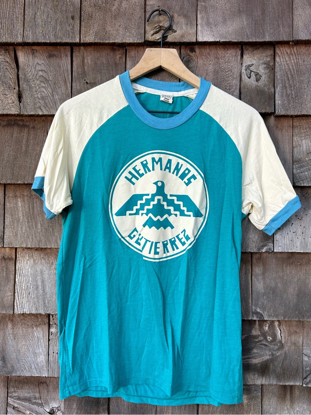 Hermanos Gutierrez Blue and White Ringer Tee